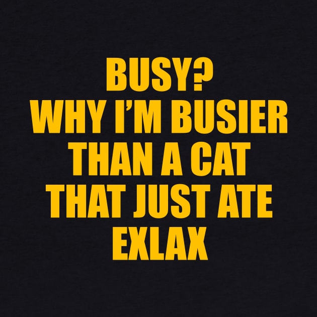 BUSY? WHY I’M BUSIER THAN A CAT THAT JUST ATE EXLAX by TheCosmicTradingPost